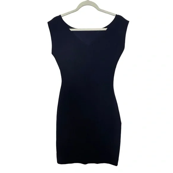 Diane Von Furstenberg Navy Blue Ruched Cap Sleeve Cocktail Dress - Picture 4 of 16